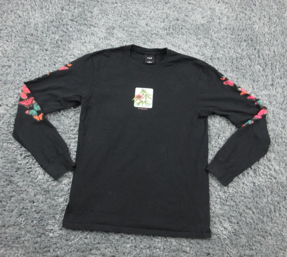 HUF Shirt Mens Medium Long Sleeve Floral Botanical Graphic Skate Streetwear